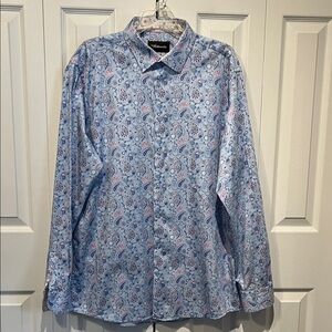Eldorado Blue/Pink Paisley Print Long Sleeve Button Down‎ Shirt Size XXL